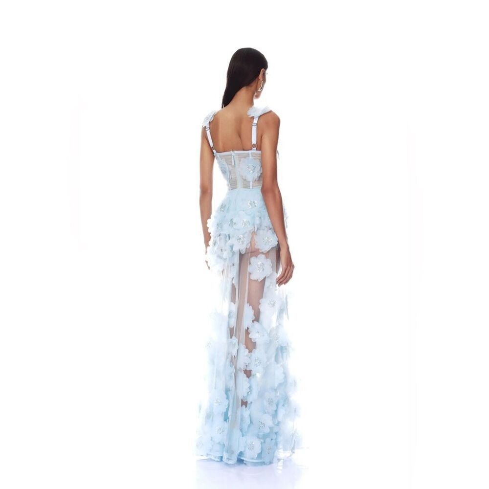 NWOT BRONX AND BANCO Rosalie Powder Blue Gown, wedding guest max dress - Picture 4 of 16
